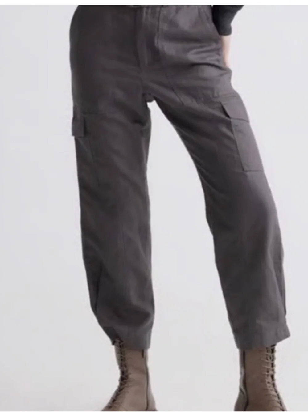 Quince XS Cotton Linen Cotton Twill‎ Cargo Pants In Charcoal